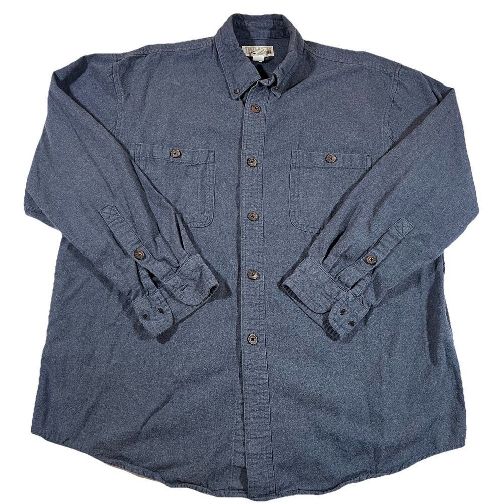Duluth Trading Co Long Sleeve Button Down Work Shirt Grey Men's L FLAWED